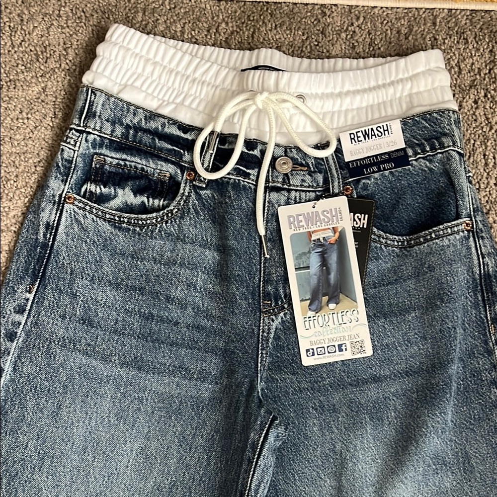 Double Waistband Denim Jeans - Picture 2 of 6